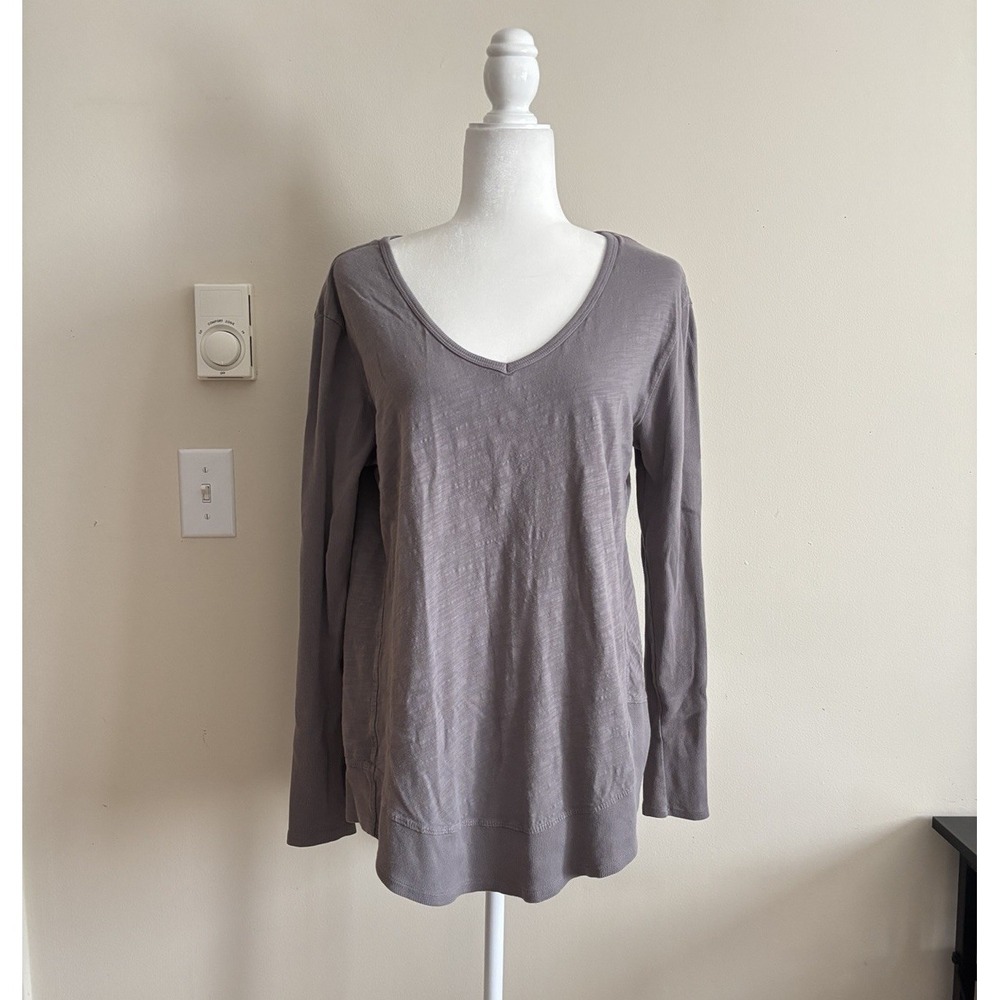 Y2K V Neck Long Sleeve Asymmetrical Top Fresh Produce Womens Medium Cotton Boho - Picture 1 of 6